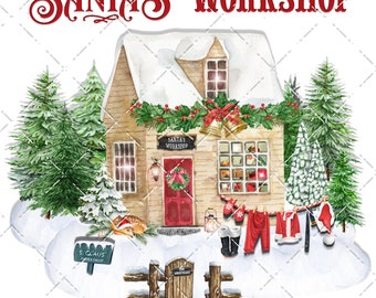 Santa's Workshop North Pole Sign - Rustic Christmas Metal Wall Plaque - 8x12 Inch Vintage Home Decor