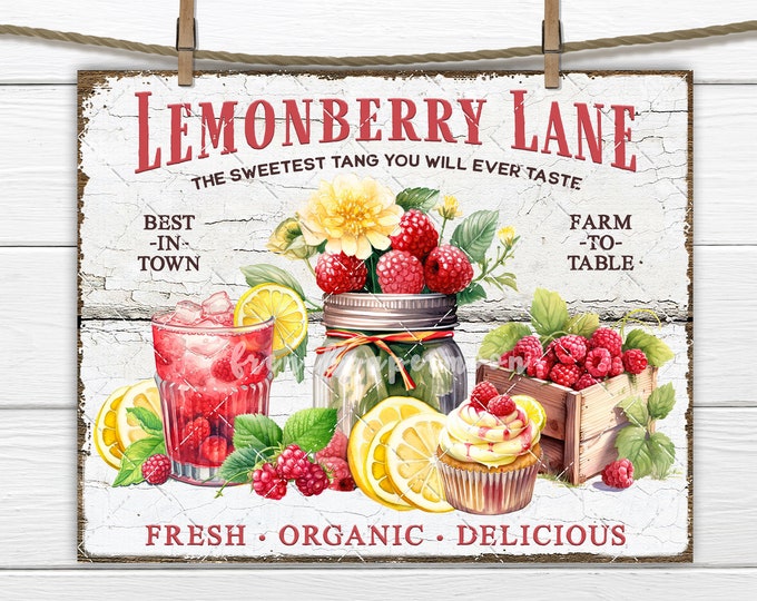 Farmhouse Raspberry and Lemons Mason Jar Lemonade Cupcake DIY Sign Making Tiered Tray Decor Digital Print Wreath Accent png Fabric transfer