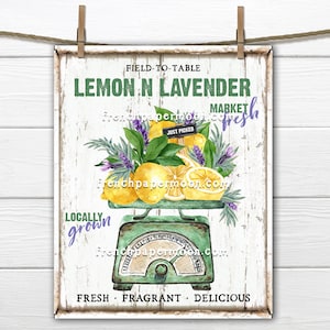 Farmhouse Scale, Summer Lemons, Lavender, DIY Lemon Market Sign, Farm Fresh Lemons, Pillow Image, Fabric Transfer, Kitchen Decor, PNG, Wood