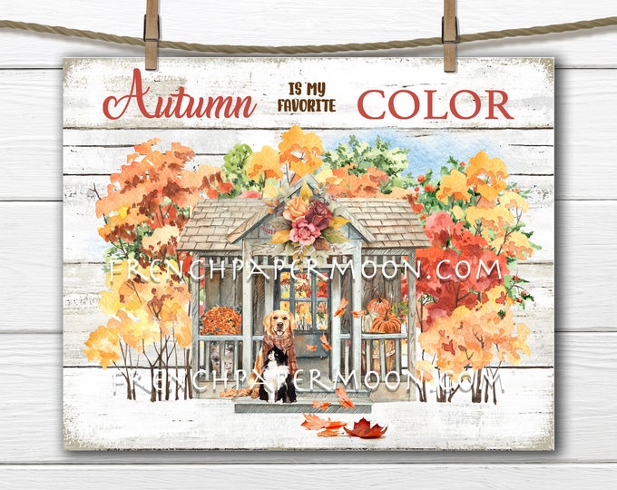 Fall Farmhouse Country Cottage, Autumn Trees Foliage Favorite Color DIY Sign Fabric Transfer, Sign Making, Digital Download Home decor Print