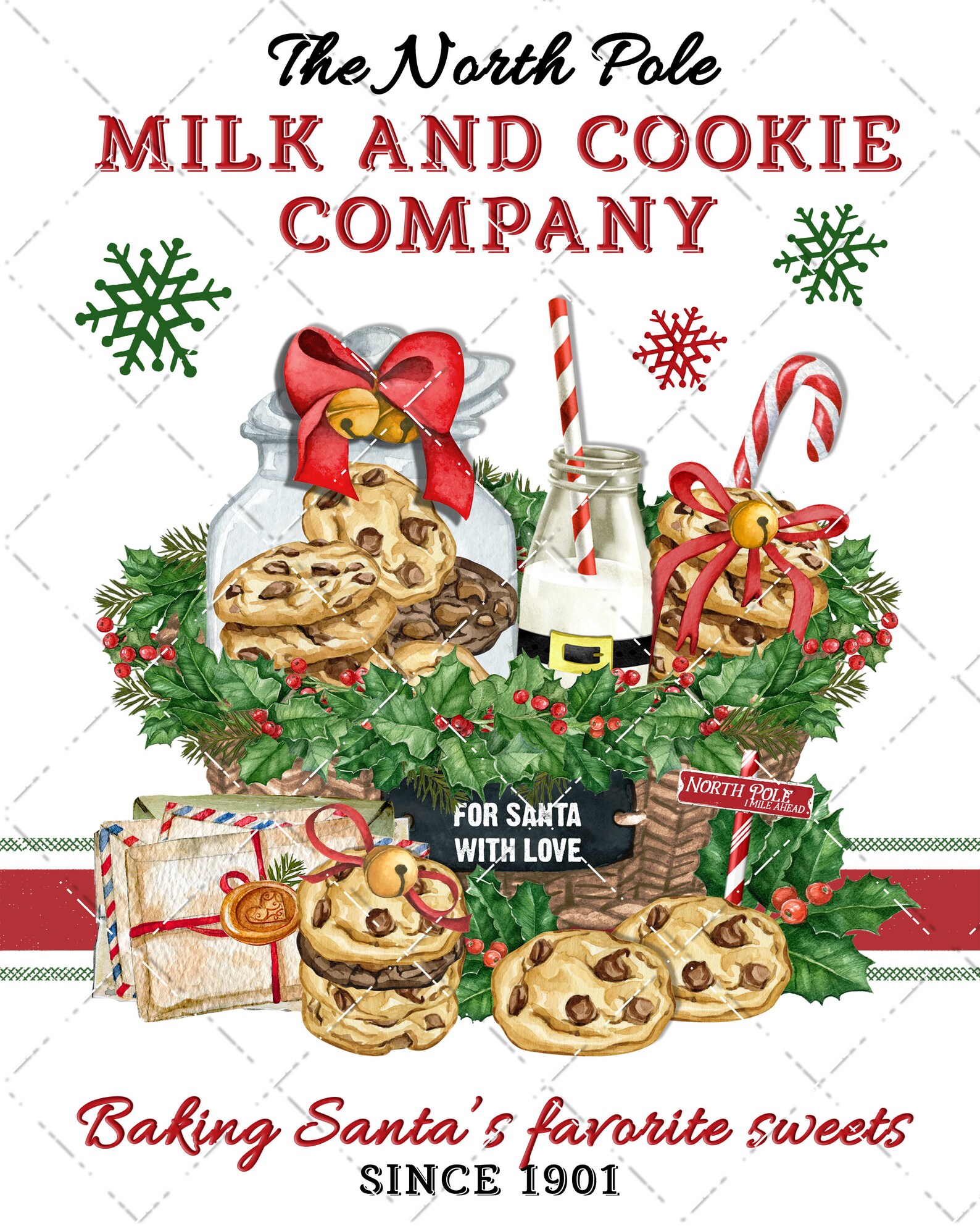 Milk and Cookie Co North Pole Cookies for Santa Mail Christmas - Etsy