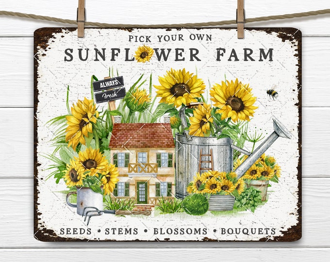 Sunflower Farm, DIY Sunflower Sign, Rustic Farmhouse, Pick your own, Fabric Transfer, Tiered Tray Decor, Wreath Accent, Digital, Uprint, PNG