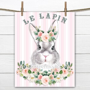 Entzückender Shabby Rose Hase Printable, Digitaler Hase, Kinderzimmer Druck, Kissenbezug Bild, Osterhase, Ostern Basteln, Digitaler Hase