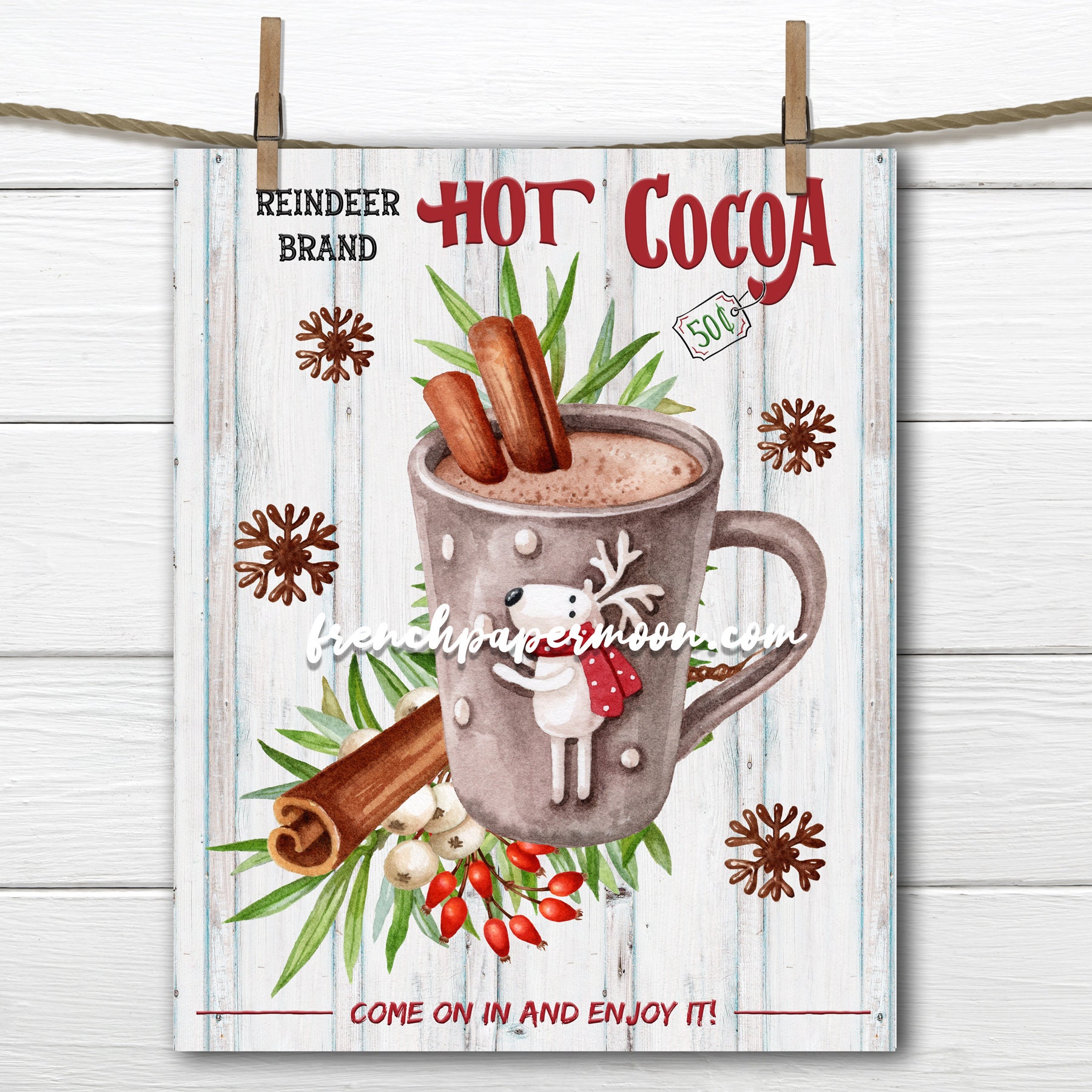 Hot Chocolate Season Merry Christmas Tea Dish Towel - Winter Tea