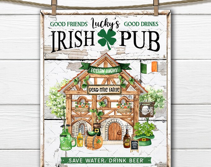 St Patricks Day DIY Sign, Irish Pub, Farmhouse, Beer, Clover, Fabric Transfer, Tiered Tray Decor, PNG, Digital Print, Irish Decor, PNG