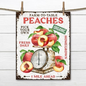 Farm Fresh Peaches Rustic Farmhouse Kitchen Scale DIY Sign Making Digital Download Wreath Accent fabric Transfer Home Decor Print PNG JPEG