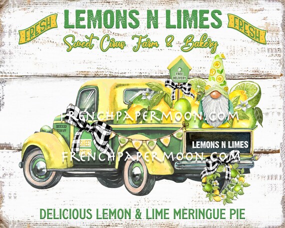 Decoración De Camión De Limón Vintage – Modelo De Metal Amarillo De 12.5 Cm Con 6 Limones Extraíbles, Ideal Para Cocina, Estantes Y Mesas De Verano