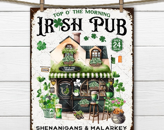 St Patrick's Day Irish Pub Green Beer Clover Shenanigans Malarkey DIY Sign Making Fabric Transfer Tiered Tray Digital Home Decor Printable