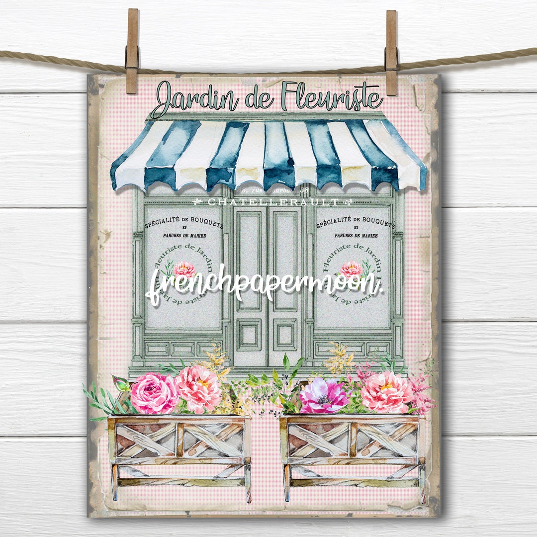 French Flower Shop French Florist Printable, French Graphic, Pillow ...
