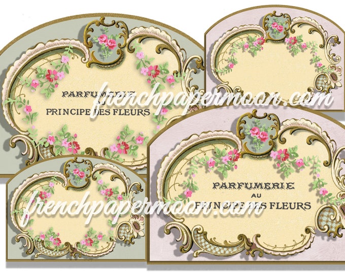 Victorian Frame Vintage Rose Blank LABEL Printable TAG Shabby Chic Display Card  Gift Tag Jewelry Holders Collage Sheet Instant Download