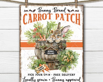 Farmhouse Rustic Bunny Carrot Patch Digital DIY Sign DTF Transfer Tiered Tray Decor Wreath Accent Easter Home Decor Printable Craft Supply