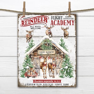 Pólo norte renas vôo academia escola aviação diy sinal de natal transferência impressão digital bandeja em camadas decoração para casa grinalda acento rena voadora