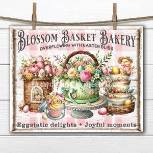 Osterbäckerei Schild - Rustikale Bauernhaus Dekoration, Vintage Frühling Küchen Wandkunst, Konfekt PNG Sublimation