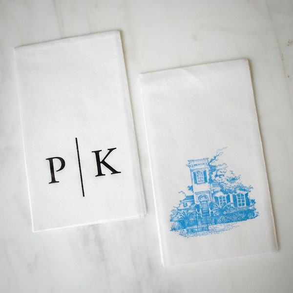 Custom Linen Like Guest Towels, Personalized Wedding Bathroom Napkins, Paper Hand Towels, Monogram Guest Bathroom Napkins, Housewarming Gift