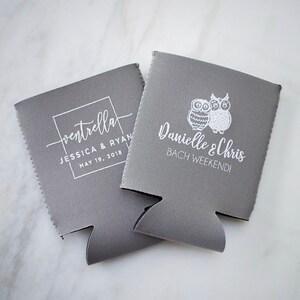 Destination Wedding Can Coolers, Summer Wedding Favors, Beach Wedding, Custom Can Huggers, Collapsible Neoprene, Party Favors, Modern Bride