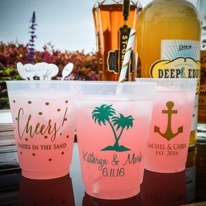 Customized Beach Themed Shatterproof Cups, Nautical Party Cups, Beach Wedding, Beach Bachelorette, Destination Wedding Favors, Printed Cups