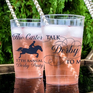 Talk Derby to Me Custom Party Cups, Personalized Hard Plastic Cups, Kentucky Derby Cups, Kentucky Derby Party, Derby Party Favors