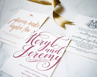 Custom Letterpress Invitations, Personalized Wedding Invites, Letterpress Save the Date Cards, Letterpress Rehearsal Dinner Invites