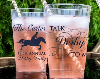 Talk Derby to Me Custom Party Cups, Personalized Hard Plastic Cups, Kentucky Derby Cups, Kentucky Derby Party, Derby Party Favors