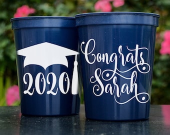 Graduation Party Cups Graduation Decorations 2021 Custom Party Favors Class of 2021 Personalized Plastic Cups