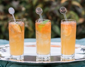 Couples Initials Printed Plastic Stir Sticks, Cocktail Drink Stirrers, Monogram Swizzle Sticks, Cocktail Hour Party Decor, Stock the Bar