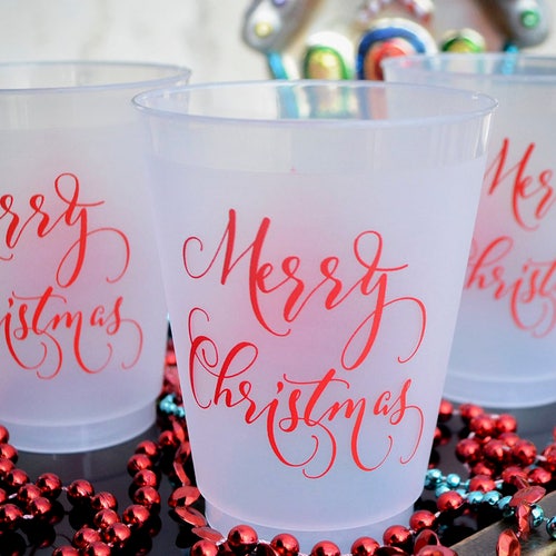 Merry Christmas Party Cups Holiday Party Cups Set of 10 Etsy