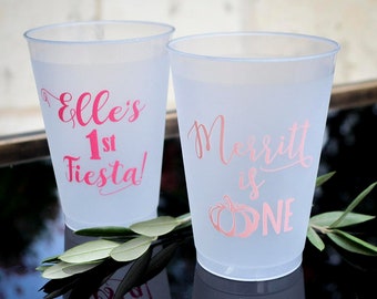 First Birthday Party Cups, Frosted Plastic Cups, Kid's Birthday Cups, Custom 1st Birthday Cups, Custom Party Favors, Personalized Party Cups