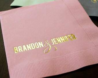 Custom Bride and Groom Wedding Napkins, Personalized Beverage Napkins, Wedding Bar Napkins, Rehearsal Dinner, Engagement Party