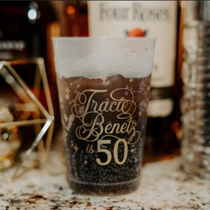 50th Birthday Shatterproof Party Cups, Personalized Cups, 50th Birthday, Frosted Plastic Cup, 50th Birthday Party Favor, 50th Birthday Decor