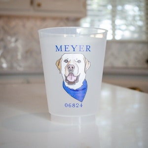 Full Color Dog Illustration Shatterproof Cups, Dog Birthday Frosted Plastic Cups, Custom Logo Wedding Cups, Personalized Wedding Crest Cups