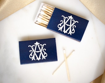 Interlocking Monogram Matchboxes, Wedding Match Favors, Personalized Matches, Custom Matchbox, Wedding Favors, Wedding Send Off, Cigar Bar