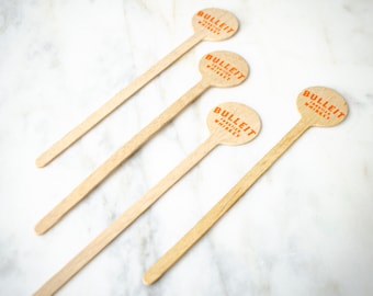 Wooden Drink Stirrers, Company Logo Swizzle Sticks, Bourbon Signature Cocktails, Custom Cocktail Stirrers, Foil Stamped Stir Sticks, Gala