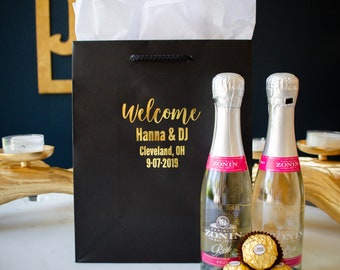 Personalized Wedding Welcome Bags, Custom Euro Tote Gift Bags, Hotel Guest Favor Bags, Personalized Gift Bags, Destination Wedding Favors