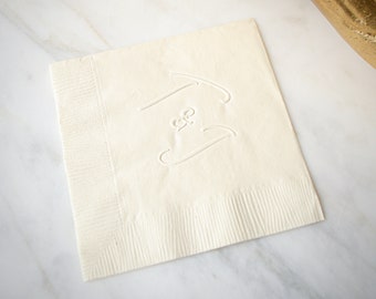 Embossed Wedding Napkins, Ivory Cocktail Napkins, Monogrammed Napkins, Wedding Reception Napkins, Bridal Shower Decor, Custom Party Napkins