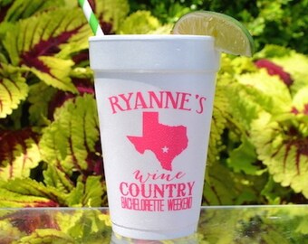 Personalized Styrofoam Cups, Bachelorette Party Cups, Custom Party Favors, Custom Foam Cups, State Pride,  Party Cups