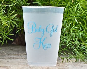 Personalized Baby Shower Shatterproof Cups, Custom Baby Sprinkle Plastic Frosted Cup, Little Boy, Girl, Party Favor