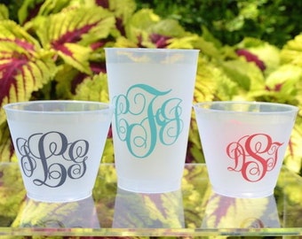 Personalized Monogram Frost Flex Plastic Cups, Custom Wedding Cups, Monogrammed Shatterproof Cups, Wedding Favors, Baby Shower, Party Favors