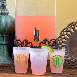 Personalized Monogram Frost Flex Cups, Custom Plastic Party Cups, Summer Entertaining, Printed Party Favors, Personalized Favors, Wedding