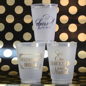 Personalized Shatterproof Frost Flex Wedding Party Cups, Customizable Rehearsal Dinner Frosted Plastic Cup, Engagement Party, Party Favor