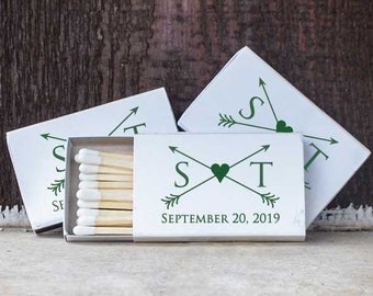 Heart and Arrow Personalized Matchboxes, Custom Wedding Matches, Personalized Printed Matches, Sparkler Matches, Custom Wedding Favors