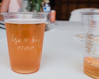 Soft Plastic Wedding Beer Cups, Custom Printed Plastic Cups, Wedding  Reception, Personalized Engagement Party Disposable Cups, Cheers Beers -  Etsy
