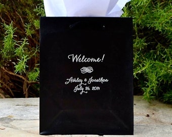 Hotel Wedding Welcome Bags, Gold Foil Printed Wedding Welcome Gifts, Personlized Out of Town Guest Bags, Personalized Bags for Hotel Guests