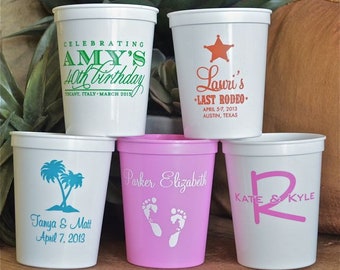 Custom Personalized Stadium Party Cups, Printed Wedding Cups, Personalized Party Favors, Printed Plastic Cups, Birthday Party, Baby Shower