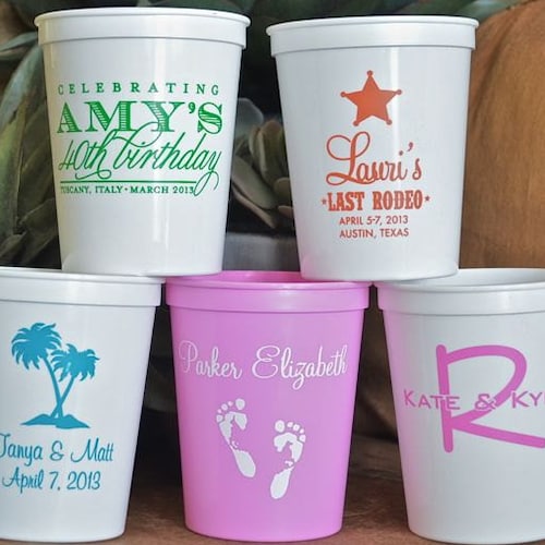 Custom Plastic Wedding Cups Personalized Engagement Party Etsy