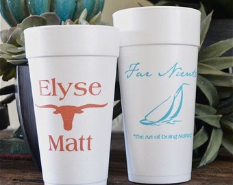 Customizable Styrofoam Party Cups, Personalized Foam Cups, Wedding Cups, Engagement Party, Bridal Shower, Custom Party Favors