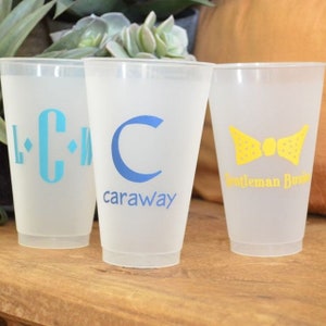 Personalized Birthday Party Shatterproof Party Cups, Custom Last Name Frost Flex Cups, Name and Initial Frosted Plastic Event Cups