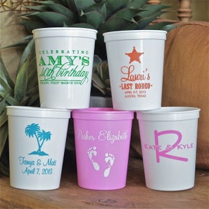 Custom Personalized Stadium Party Cups, Printed Wedding Cups, Personalized Party Favors, Printed Plastic Cups, Birthday Party, Baby Shower