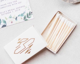 Gold Foil Matches, Monogrammed Matchbox, Custom Match Boxes, Candle Party Favors, Wedding Favors, Bridal Luncheon, Wedding Shower Decor