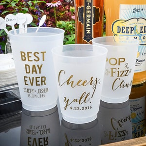 Pop Fizz Clink Custom Shatterproof Cups, Flexible Party Favor Cups, Frost Flex Unbreakable Event Cups, Personalized Party Cups, Customizable