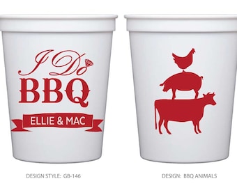 I Do BBQ Cups, I Do BBQ Party Cups, Monogrammed Cups, Wedding Cups, Bridal Shower, Personalized Party Favors, Engagement Party Favors